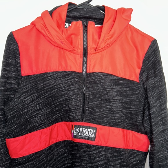 Victoria’s Secret PINK raincoat zip up hoodie gray pink size medium - Picture 2 of 7